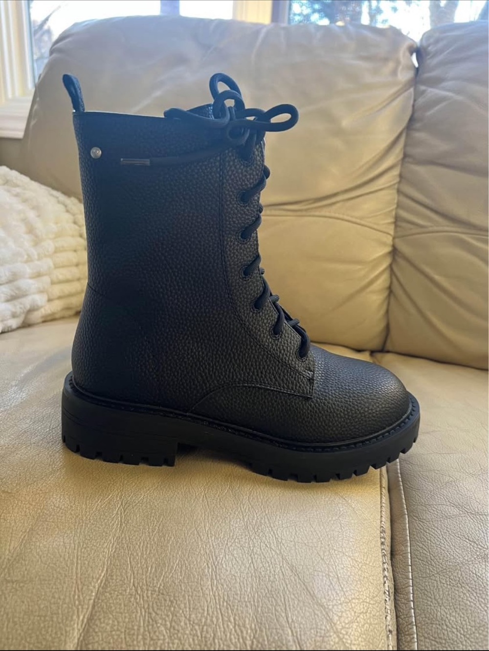 Matt & Nat Black Lace-Up Combat Boots with Chunky Sole